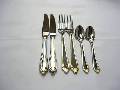 MIKASA GOLD ACCENT STAINLESS FLATWARE 6-pcs. • $19.99