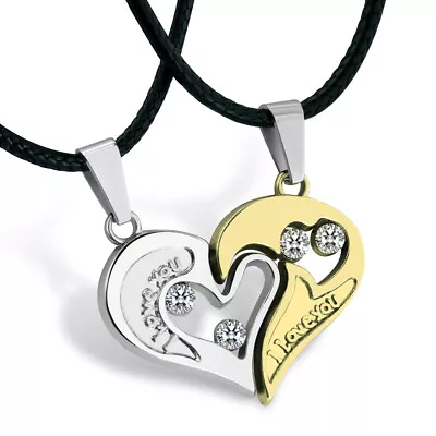 His And Hers Stainless Steel I Love You Heart Men Women Couple Pendant Necklace • $8.99