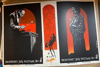 MONTEREY JAZZ FESTIVAL VINTAGE 1980 ORIGINAL ART POSTER SIGNED By EARL NEWMAN • $159.95