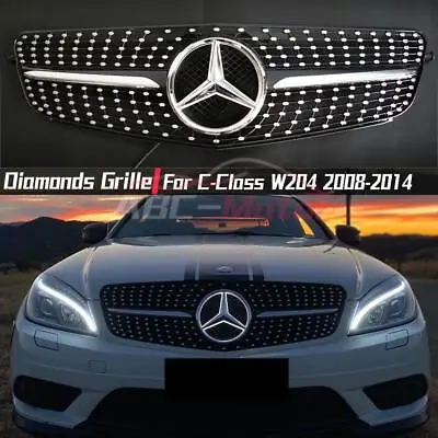 For Benz C-Class W204 C180 C250 C300 Black Diamonds Grille W/LED Star 2008-2014 • $119