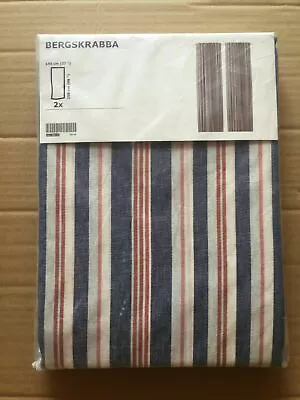 New Ikea BERGSKRABBA Curtains1 Pair Blue/red Striped145x250cm104.508.51 • £19.99