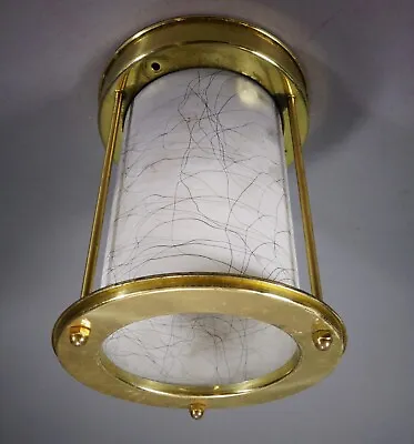 Vintage Mid Century Modern French Design Pendant Lined Glass Light Fixture • $31.67