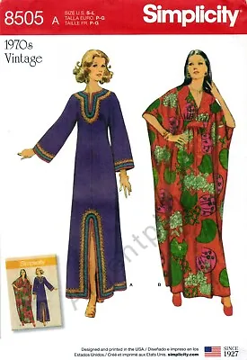 Simplicity 8505 Retro Caftan Vintage 70s Dress Maxi Muumuu S10-20 Sewing Pattern • $10.95