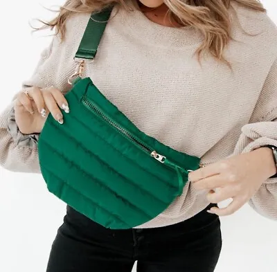 Pretty Simple Jolie Puffer Belt / Bum Crossbody Bag In GREEN Anthropologie NWT! • $35.99