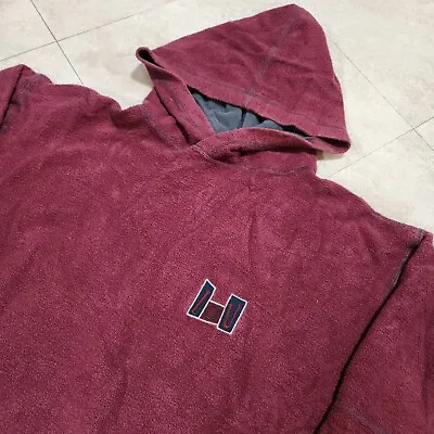 VTG I.O.U. IOU Mens M Medium Embroidered Maroon Pullover Sweatshirt Hoodie • $12.32