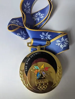 1998 Nagano Olympic 'Gold' Medal With Ribbons & Display Stand/Pouch !!! • $49