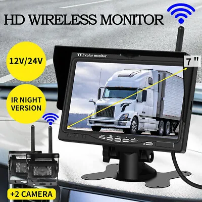 7  HD Screen Monitor+Dual Reversing CCD 4PIN Camera For Truck Caravan BUS VAN RV • $95.99