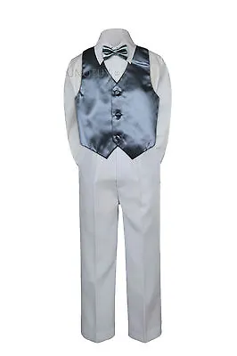 $38.99 • Buy 23 Color 4 Pieces White Set Vest Bow Tie Boy Baby Toddler Formal Tuxedo Suit S-7