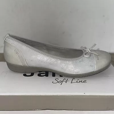 Jana Soft Line Women's Ballerina Slip On Grey Silver Shoes UK 5 EU 38 Wide Fit H • £28.50