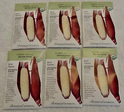 Lot Of 6 BOTANICAL INTERESTS SEEDS ~ ORGANIC SWEET CORN MARTIAN JEWELS • $11.99