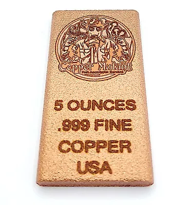 Five Ounce (5 Oz) Copper Mutant Copper Bullion Bar .999 Fine Flat Ingot • $13.49
