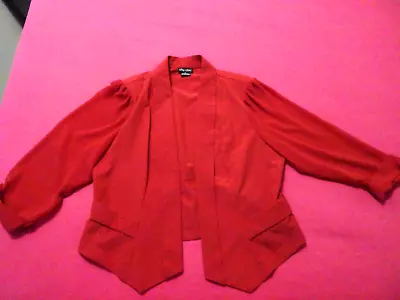 CiTY CHiC :: Women's Red Sheer Sleeve Jacket : Size 14 - 16 [XS] : GoRGEOUS • $35