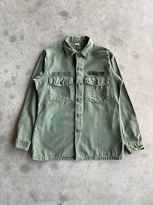 Vintage 60s US Army OG107 Fatigue Button Shirt Jacket Size Medium  • $24.49