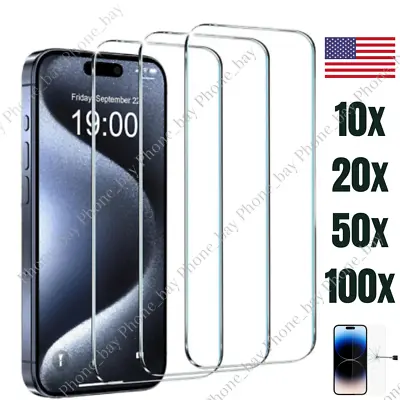 Tempered Glass Screen Protector For IPhone 15 14 13 12 11 Pro Max XS XR 8 7 Lot • $55.03