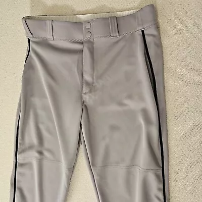 Majestic Baseball Pants Gray With Black Piping Youth Large Jogger Elastic Waist • $19.99