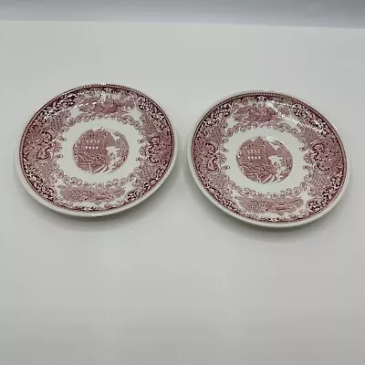 Vintage Royal Sphinx Maastricht Cambridge Old England Red 2 Tea Plates Set 6  • $15