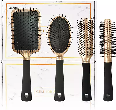 4 Pcs Hair Brush Set Professional Styling Hair Brush Men Women Flexible Soft Pin • £7.99