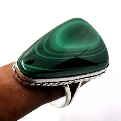 Malachite 925 Sterling Silver Plated Handmade Jewelry Ring Us Size 10-A15 • $18.99