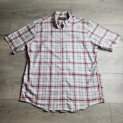 Cabelas Short Sleeve Button Down Plaid Shirt XLT • $15.16