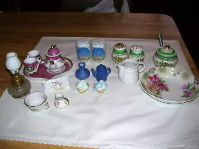 Lot Of Vintage Porcelain Dishes Salt Pepper Shakers Tea Set Oil Lamp More • $9.99