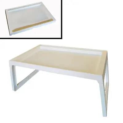 LAPTOP FOLDING LAP TRAY TABLE (WHITE) DINNER TRAY Computer Bed Meals Desk Boat • £11.99