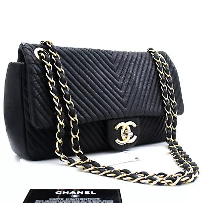 Chanel Chevron V-Stitch Leather Chain Shoulder Bag Single Flap Mat K59 • $4835