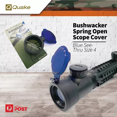 Quake Bushwacker Flip On Scope Cover Rifle Optic Blue See-thru 35.6-40.6mm #4 • $26