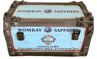 Bombay Sapphire Gin Blue Wooden Storage Chest Trunk Retro Vintage Large Tool Box • £29.99