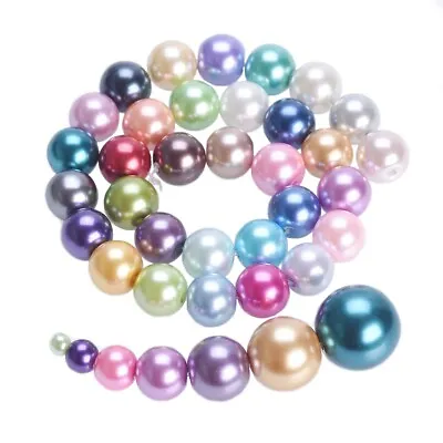 Pearl Glass Round 4mm/6mm/8mm/10mm/12mm/14mm/16mm Loose Beads For Jewelry Making • £1.90
