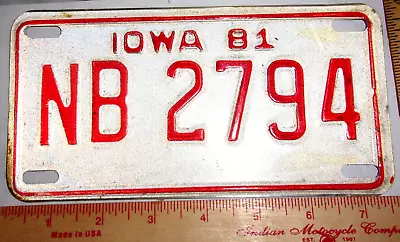 1981 Iowa Motorcycle License Plate Vintage Collectible Biker Garage Ia Tag • $9.95