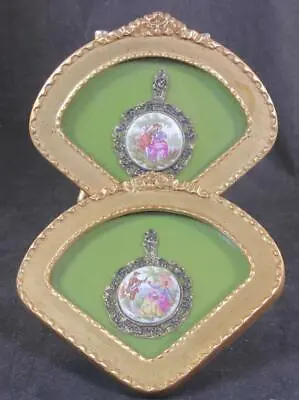 $60.54 • Buy 2- Framed Rococo Porcelain Painted Medallions, Andrew Kolbys & Son Lt. Framed