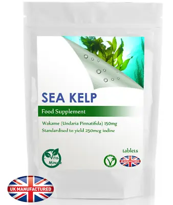 Sea Kelp 150mg Tablets - High Iodine 250mcg - Thyroid Hair Skin Support (V) UK • £3.89