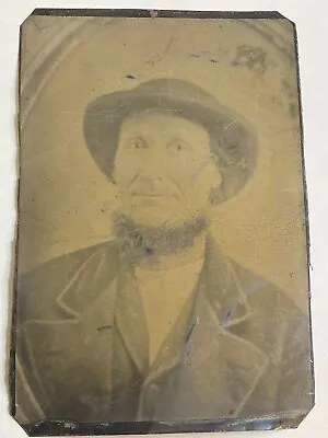 Vtg Tintype Photo Mormon A J Spitzmessen Indiana 1/2 Plate Wearing Hat Amish • $35.27