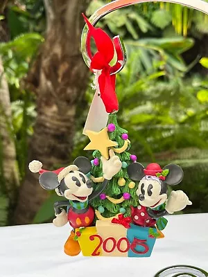 Disney Mickey & Minnie Mouse 2005 Christmas Ornament & Mickey Icon Stand NIB • $35.99