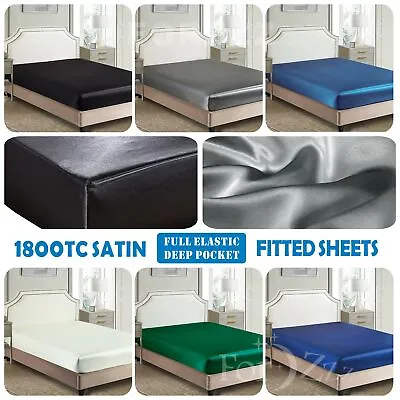 $26.95 • Buy 1800TC Silk Satin Fitted/Bottom Sheet Bed Single KS Double Queen Super King Bed