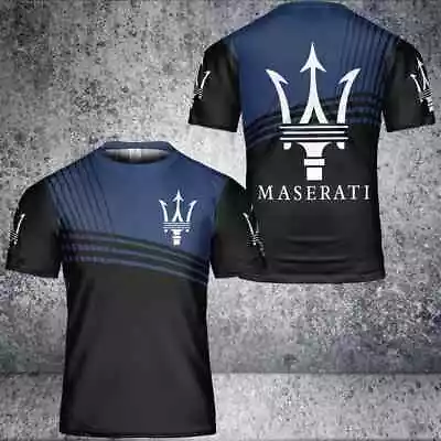 Personalized MASERATI Logo Racing Navy T-Shirt All Size S-5XL • $10.99
