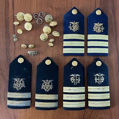 Lot Of WWII Vietnam US NAVY Medical Corps Shoulder Boards Gold Uniform Buttons • $35