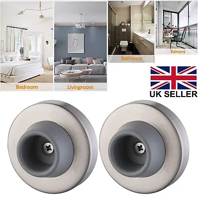 Door Stopper Rubber Stop Wall Mount Door Catch 2 Pcs Brushed Finish Door Stopper • £5.99