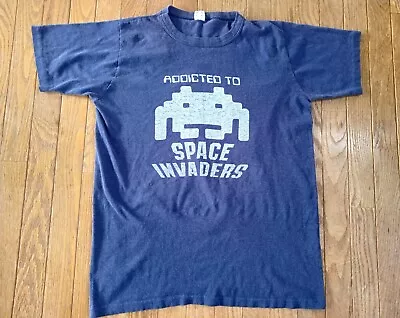 Vintage SPACE INVADERS T-Shirt L Arcade Atari Zaxxon Galaga 80s Video Game VTG • $75