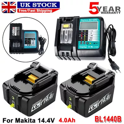 14.4V Battery For Makita Lithium BL1440B 4.0Ah BL1430B BL1450 194066-1 Charger • £53.90