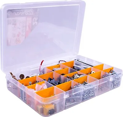 25 Adjustable Compartments Organiser Plastic Box Craft Loom Nail Bead Nuts Bolts • £7.99