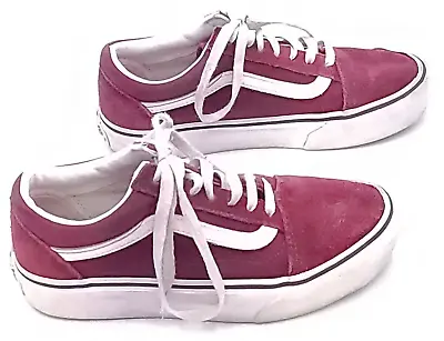 Vans Old Skool Womens Platform Burgundy/White Suede Skate Shoes Size M6 / W7.5 • $29.35