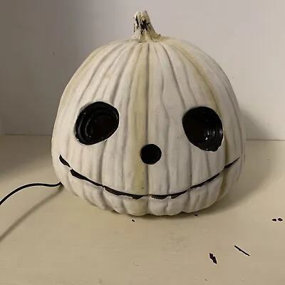 Pumpkin Lighted White Distressed Jack O Lantern Plug-in Vintage Foam Light Up • $24.86