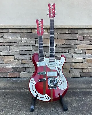 Mosrite The Ventures 1990s Reissue Double Neck Red Electric Guitar Made In USA • $17550