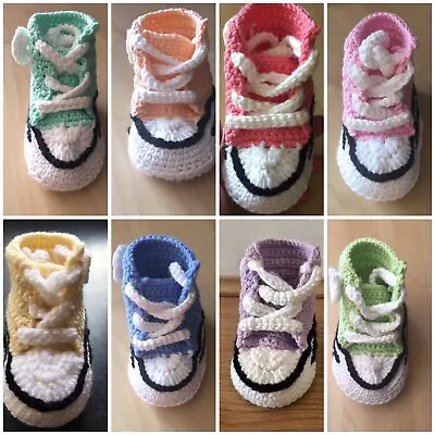 £6.77 • Buy Hand Crochet Baby Cotton Sport Shoes Booties Boots Trainers Socks 0-9Months