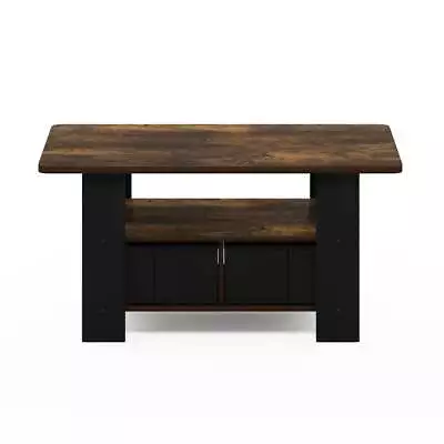 Coffee Table W/ 2 Bin Drawers Shelf Rectangular Small Modern Rustic Brown Black • $66.15