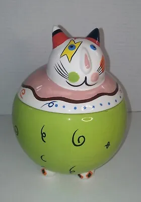 Kitty Cat Treat Jar Rockstar Cookie Jar Ceramic 7 1/8  Tall • $19.99