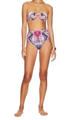 Zimmermann Laurel Ruched High Waisted Pant | Bikini Bottoms Pink/Purple Floral • $109.99