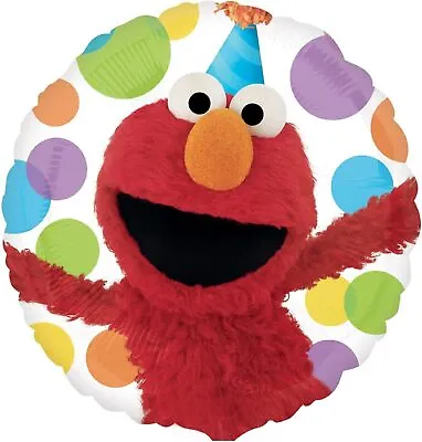 Elmo Polka Dots Sesame Street Kids Birthday Party Decoration 18  Mylar Balloon • $10.47