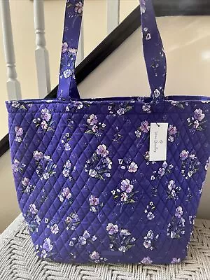 Vera Bradley Grand Tote Wild Roses Shopping Beach X-Large Quilted Bag Purple NWT • $63.92